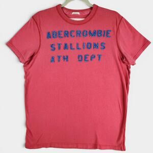 Abercrombie Fitch Muscle Shirt Adult 2XL Red Stallions Ath Dept Tee Embroidered